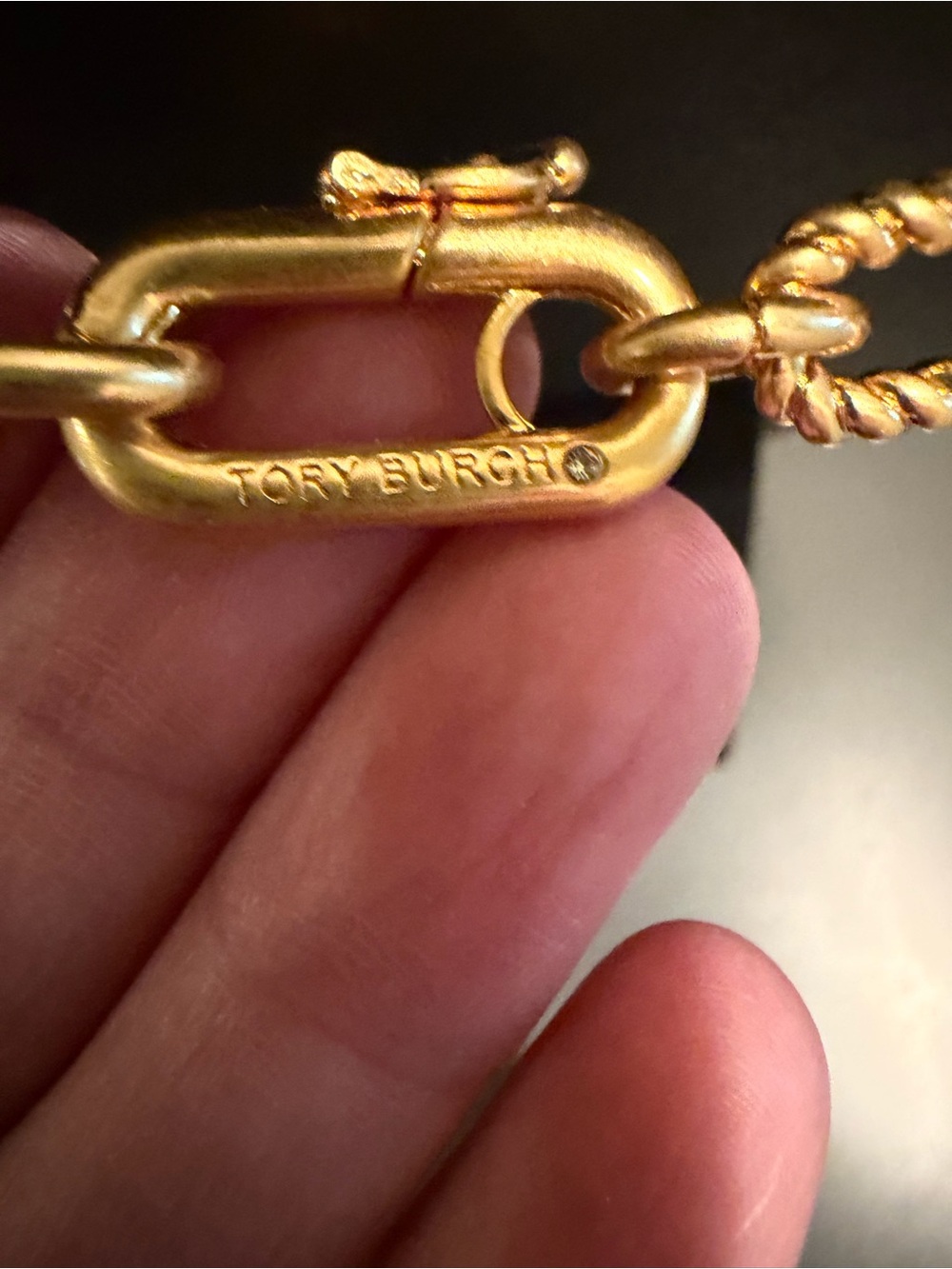 Tory Burch Gold Toned Logo Chain Necklace - Picture 4 of 5